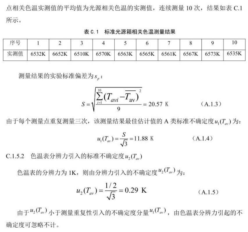 標(biāo)準(zhǔn)光源箱相關(guān)色溫測(cè)量不確定度的評(píng)定3